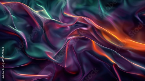 Abstract Wavy Silk Texture with Glowing Colors