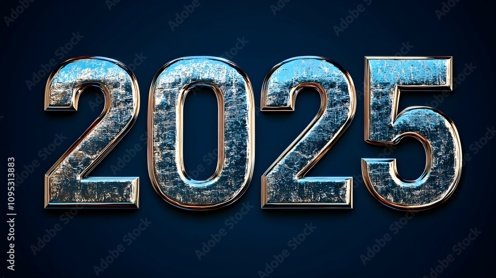 text 2025 in silver letters on a blue background text 2025 in silver letters on a blue background