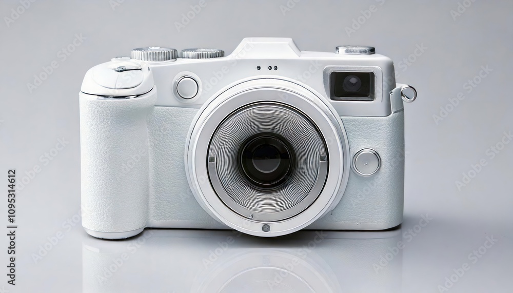 White camera, AI-inspired design, abstract, futuristic, iconic style, focus on AI concept, White camera, AI-inspired design, abstract, futuristic, iconic style, focus on AI concept,