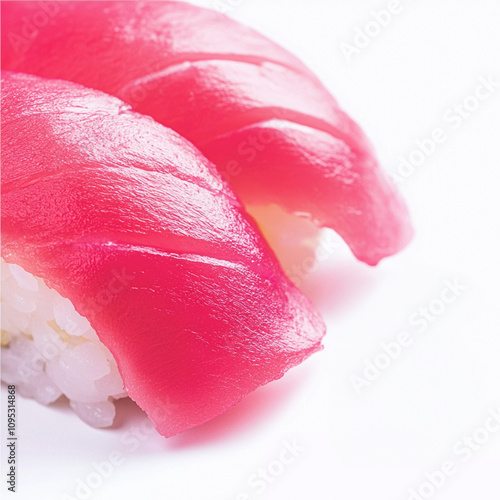 Delicious sushi set served on a minimalistic background, Generative AI