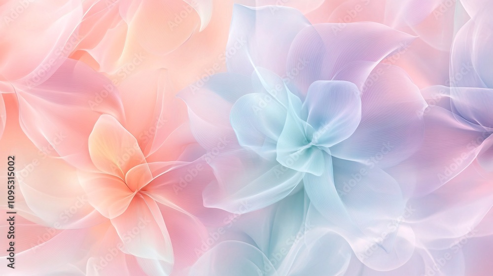 Obraz premium Ethereal Pastel Flower Dream - Abstract Floral Background in Lavender, Peach, and Mint | High Resolution