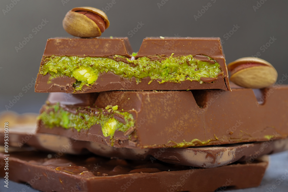 Dubai chocolate, green kataifi and peanut butter. Trendy dessert.