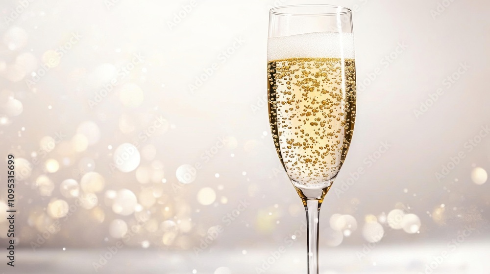 A sparkling champagne flute filled with golden bubbles against a soft, blurred background, exuding celebration. A sparkling champagne flute filled with golden bubbles against a soft, blurred background, exuding celebration.