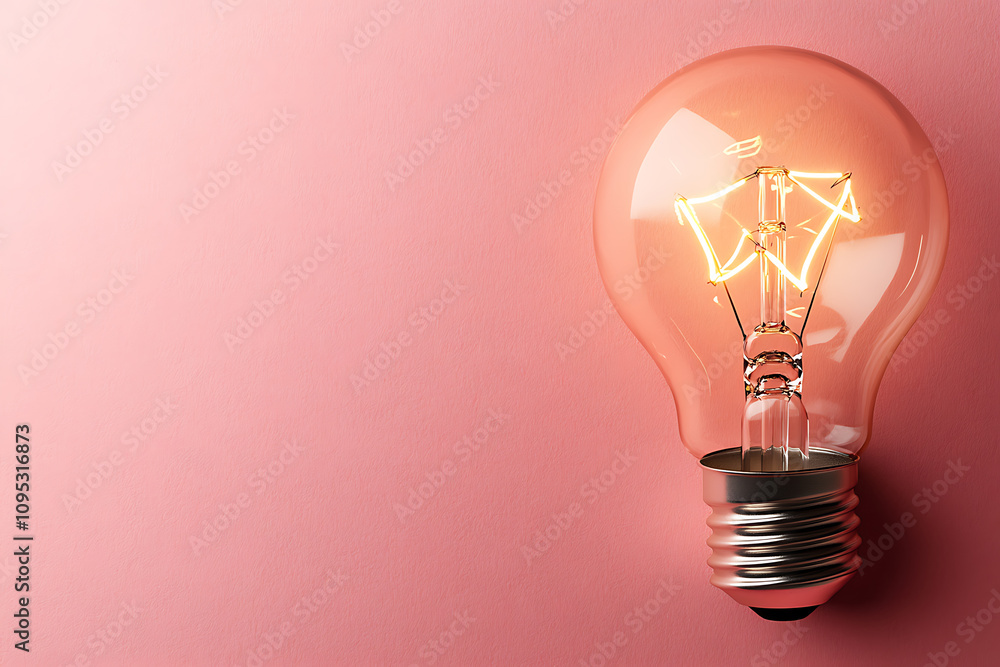 Illuminating Ideas: A Glowing Light Bulb on Pink Background. A symbol of innovation, creativity, and inspiration. Perfect for technology, design, and business concepts. Illuminating Ideas: A Glowing Light Bulb on Pink Background. A symbol of innovation, creativity, and inspiration. Perfect for technology, design, and business concepts.