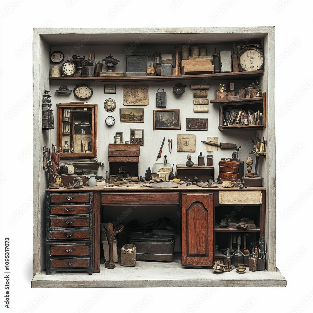 Antique workshop miniature, meticulously detailed. Antique workshop miniature, meticulously detailed.
