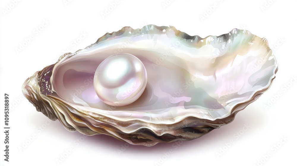 A beautiful, iridescent oyster shell with a shimmering pearl nestled inside, showcasing nature's elegance. A beautiful, iridescent oyster shell with a shimmering pearl nestled inside, showcasing nature's elegance.