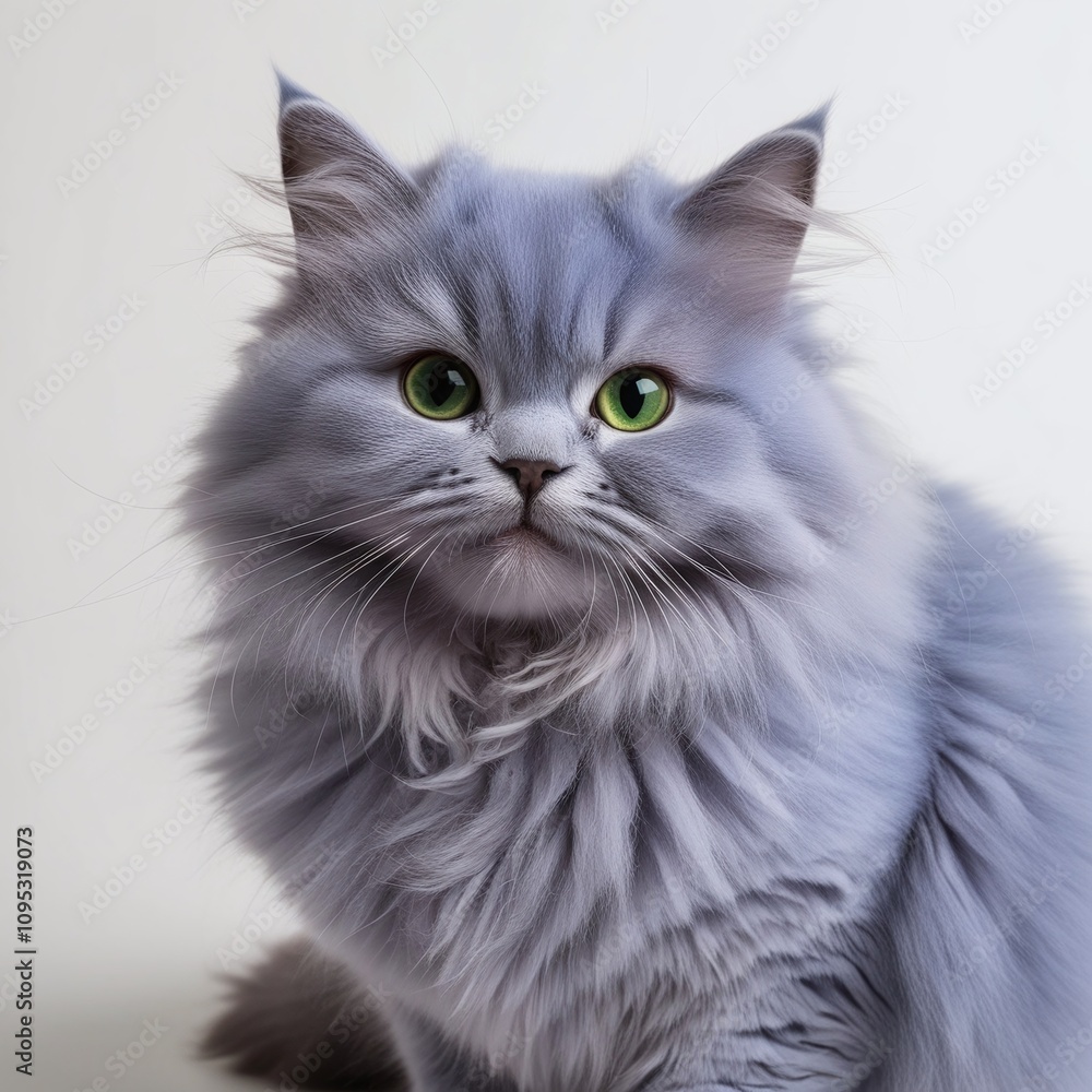 Fototapeta premium Unique blue cat with bright green eyes. Generative AI