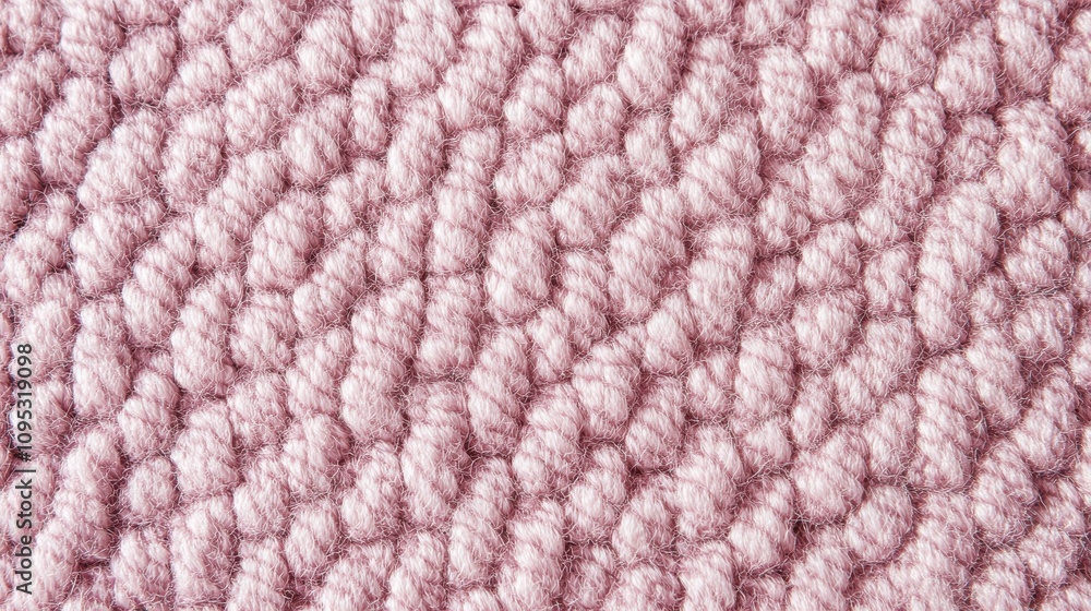 Close-up of textured pink knitted fabric, showcasing its intricate patterns and cozy appearance. Close-up of textured pink knitted fabric, showcasing its intricate patterns and cozy appearance.