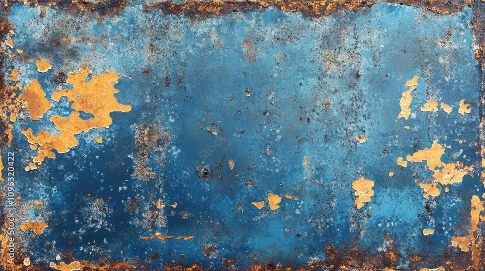 A textured close-up of a weathered blue metal surface with rust and peeling paint, creating a vintage aesthetic. A textured close-up of a weathered blue metal surface with rust and peeling paint, creating a vintage aesthetic.