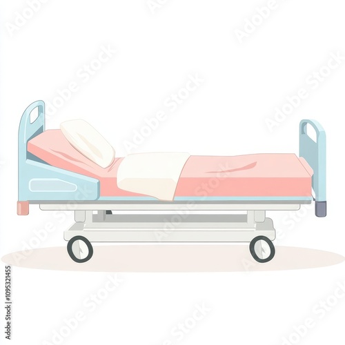 a hospital bed vector, health care element, flat icon design, soft pastel color, isolated on white background photo