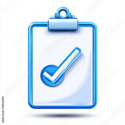 a medical clipboard vector, icon with checkmark, clean modern logo, blue outline, isolated on white background