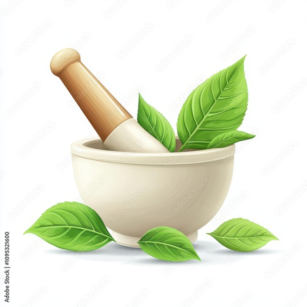 a medical mortar and pestle vector, pharmacy icon, stylized curves, green leaf touch, isolated on white background a medical mortar and pestle vector, pharmacy icon, stylized curves, green leaf touch, isolated on white background