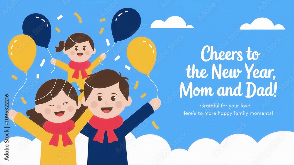 Fototapeta premium New Year greeting card for parents.