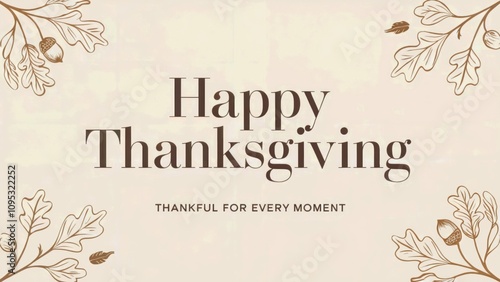 A black and white poster with a fall theme and the words Happy Thanksgiving written in white. The poster features a variety of pumpkins and leaves, creating a warm and festive atmosphere