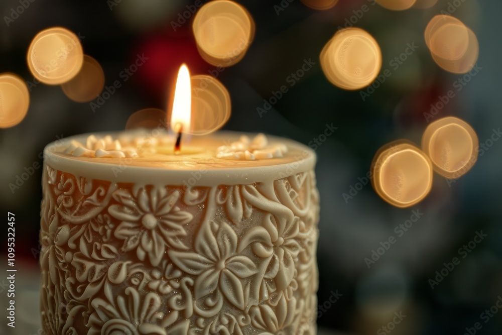 Intricate Holiday Candle Close-up Intricate Holiday Candle Close-up
