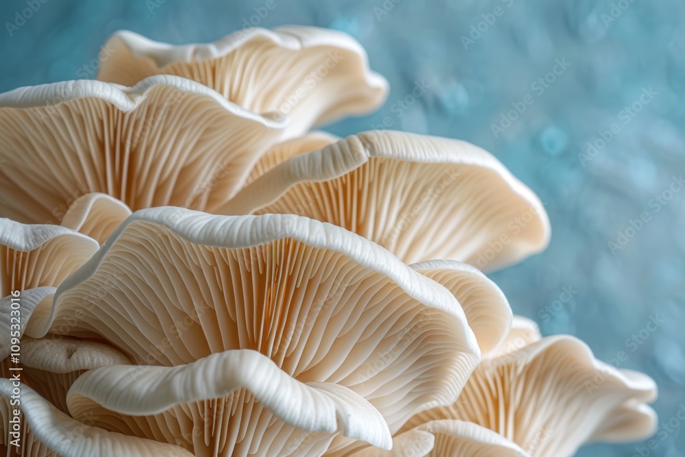 Oyster Mushrooms Close-up: Delicate and Creamy Oyster Mushrooms Close-up: Delicate and Creamy