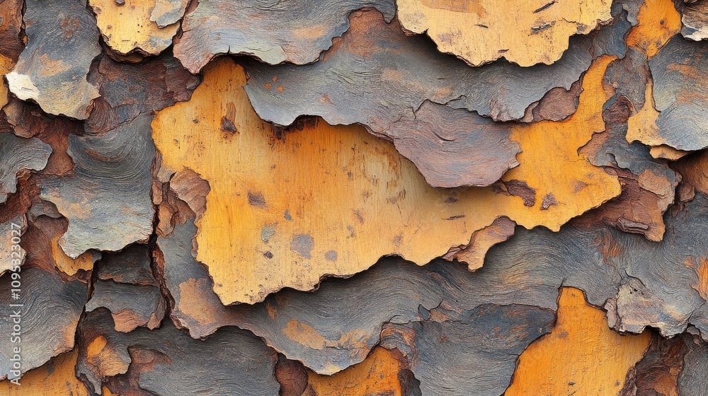 Close-up of textured bark layers in warm earthy tones, showcasing intricate patterns and natural weathering processes. Close-up of textured bark layers in warm earthy tones, showcasing intricate patterns and natural weathering processes.
