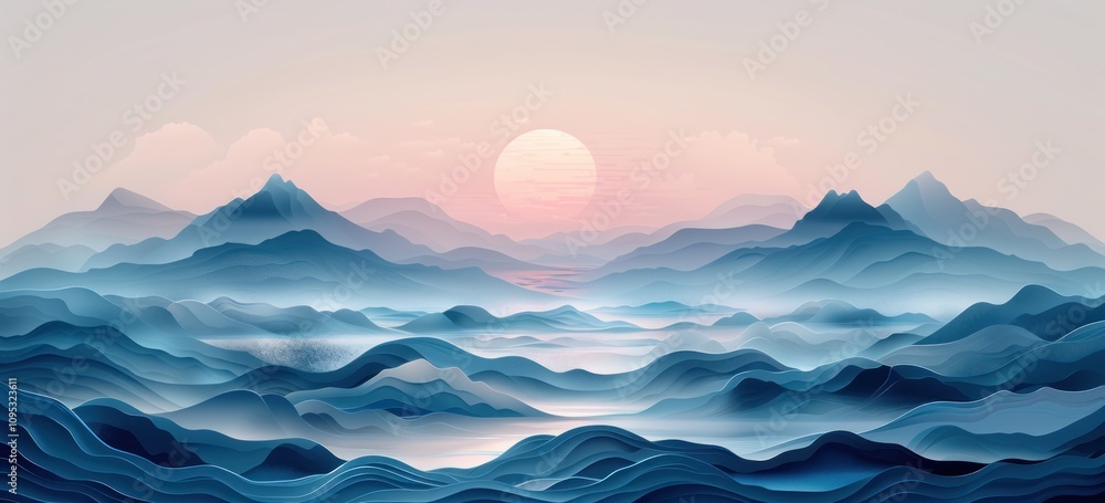 Sunrise Over Misty Mountains Sunrise Over Misty Mountains