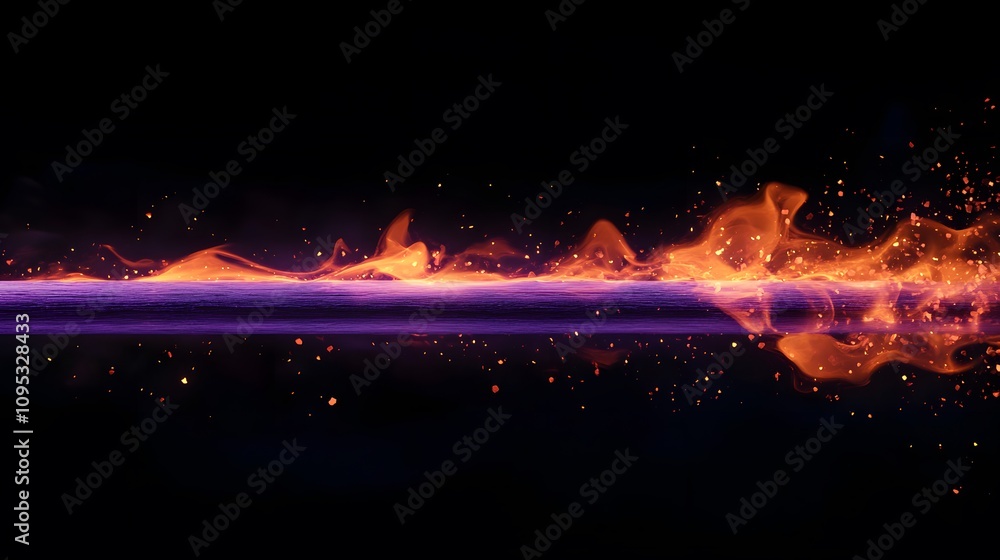 Fototapeta premium A purple flame with red and orange hues on the top of an Olympic torch