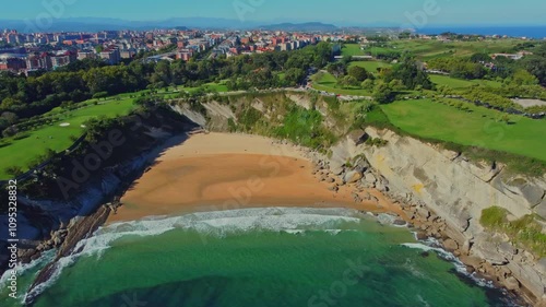 Aerial view of Playa de Matalenas and Santander city, Spain photo