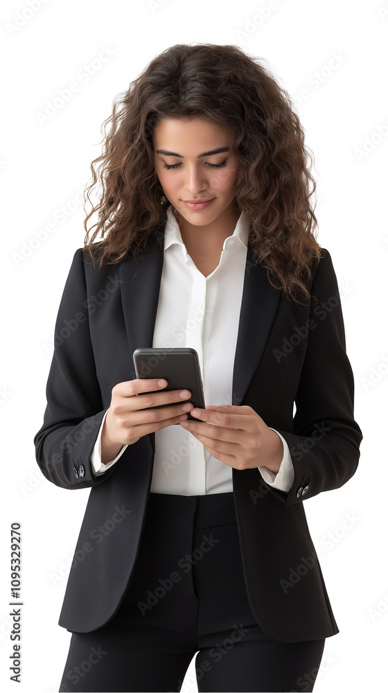 Businesswoman Using Smartphone Professional Woman in Suit Mobile Phone Texting Businesswoman Using Smartphone Professional Woman in Suit Mobile Phone Texting