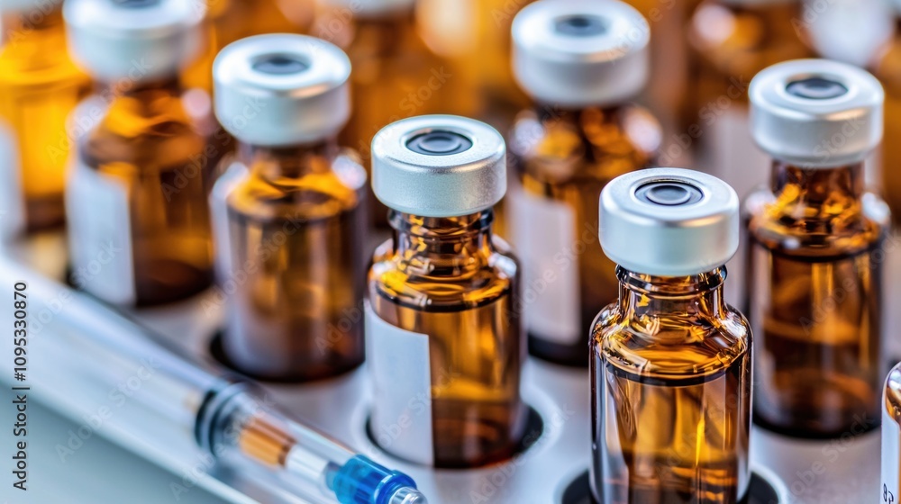 Close-up of multiple amber dropper bottles with labeled caps displayed in a wooden tray, organized in rows, highlighting the pipettes and labels with a natural, professional setup. Close-up of multiple amber dropper bottles with labeled caps displayed in a wooden tray, organized in rows, highlighting the pipettes and labels with a natural, professional setup.