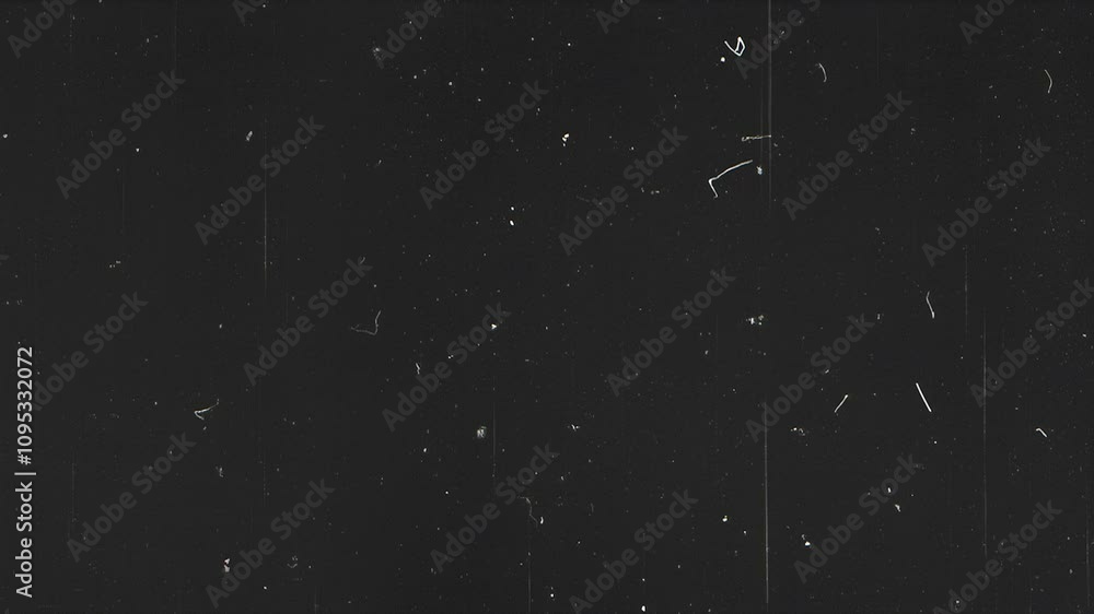 Vintage film scratches and grain texture overlay with dust particles, linear scratches, noise effects, and cluttered imperfections, creating retro cinematic style video, 4K