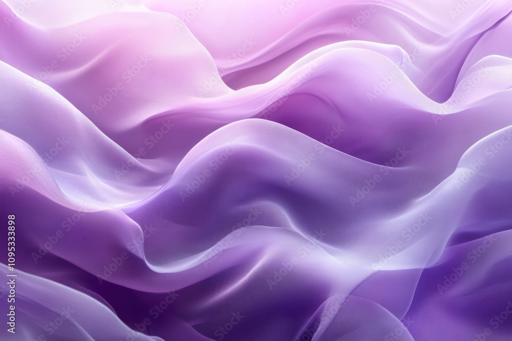 Obraz premium Abstract background of flowing purple and white fabric with soft, gentle waves.