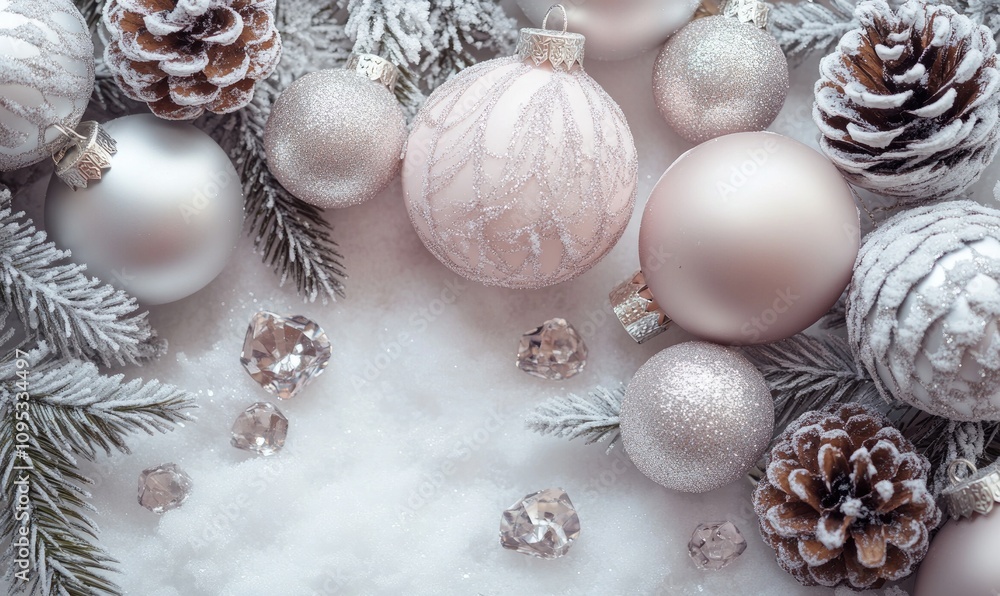 A bunch of Christmas ornaments are on a white background A bunch of Christmas ornaments are on a white background