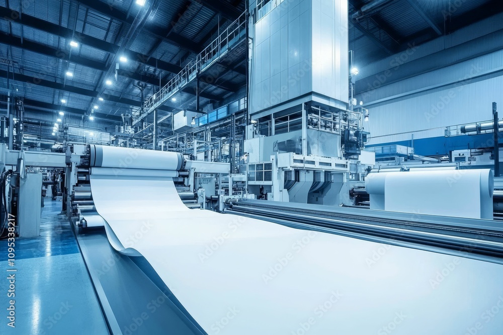 Obraz premium Large industrial paper manufacturing facility.