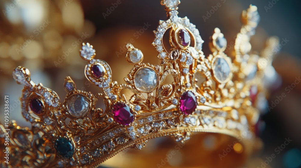 frame shaped like a royal golden crown with gemstone details, luxurious and elegant frame shaped like a royal golden crown with gemstone details, luxurious and elegant