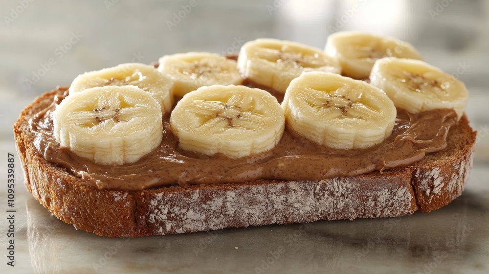 Delicious Banana Slices on Peanut Butter Toast Delicious Banana Slices on Peanut Butter Toast
