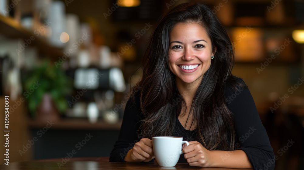 Smiling Women Enjoying Coffee in a Cozy Cafe Setting Smiling Women Enjoying Coffee in a Cozy Cafe Setting
