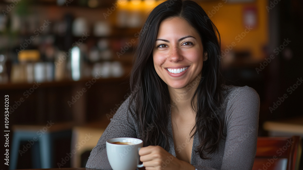 Smiling Women Enjoying Coffee in a Cozy Cafe Setting Smiling Women Enjoying Coffee in a Cozy Cafe Setting