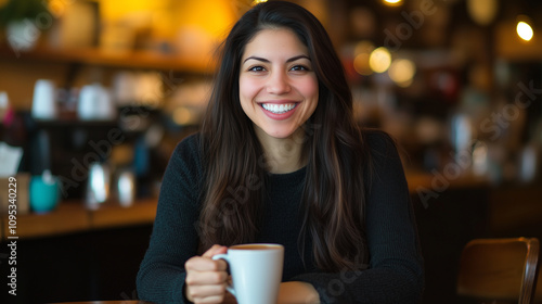 Smiling Women Enjoying Coffee in a Cozy Cafe Setting