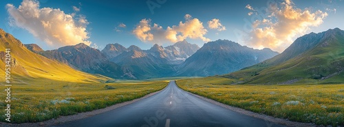 Panoramic view of the incomprehensible mountain range with awe-inspiring peaks.