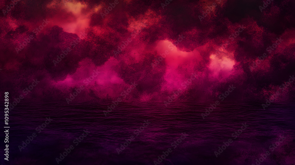 Obraz premium Black dark purple red burgundy wine magenta maroon plum watercolor water. Abstract art colorful background. Chaos daub stain grunge dirty smoke fog.Fantasy dramatic storm night sky with clouds.Design.