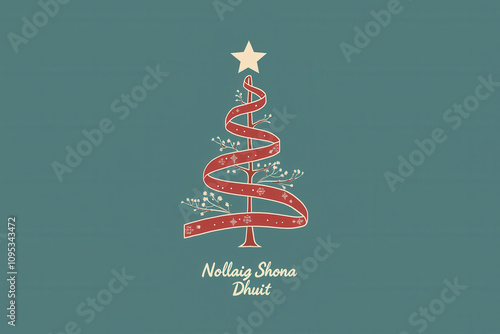 Modern minimalist Christmas card with Irish text Nollaig Shona Dhuit photo