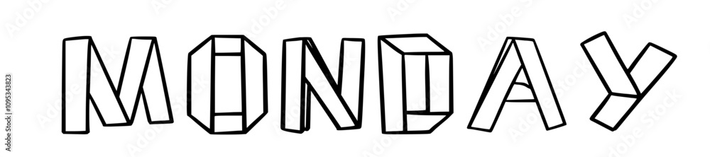monday in doodle origami style on transparency background monday in doodle origami style on transparency background