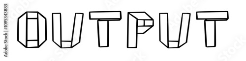 output in doodle origami style on transparency background