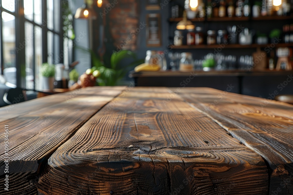 Kitchen Wooden Table with Blurred Scandinavian-Style Interior Background Kitchen Wooden Table with Blurred Scandinavian-Style Interior Background