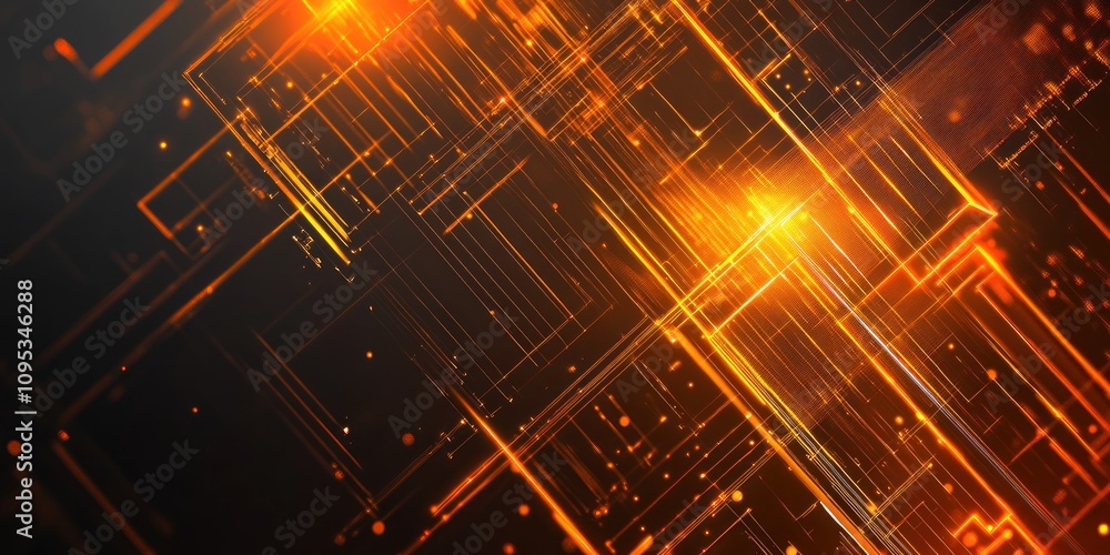 Abstract Orange Grid Lines Digital Technology Art Abstract Orange Grid Lines Digital Technology Art