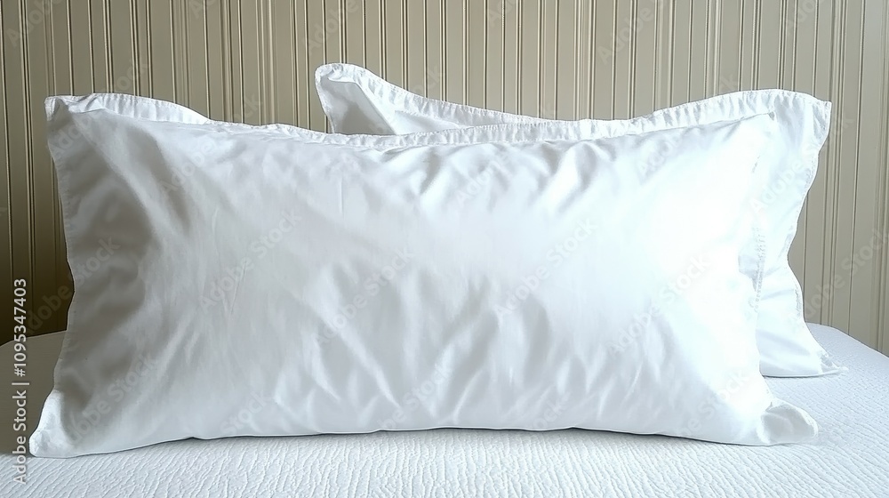 Two white pillows rest atop a soft bed, creating a welcoming atmosphere in a peaceful bedroom. The neutral background enhances the feeling of relaxation Two white pillows rest atop a soft bed, creating a welcoming atmosphere in a peaceful bedroom. The neutral background enhances the feeling of relaxation