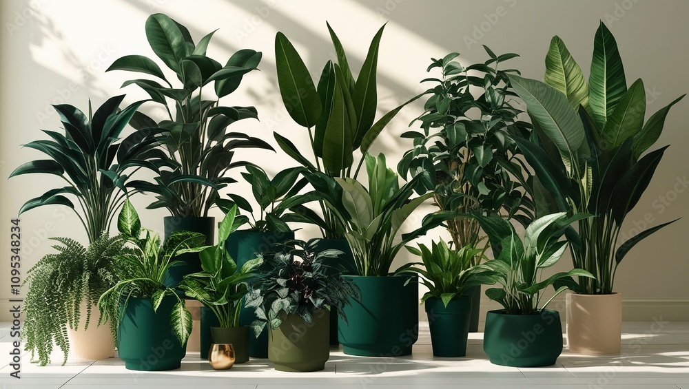 Set of indoor plants, 3d view 01 Set of indoor plants, 3d view 01