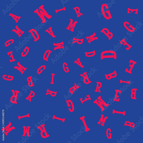 seamless pattern Dream Big with red letters on blue isolated background