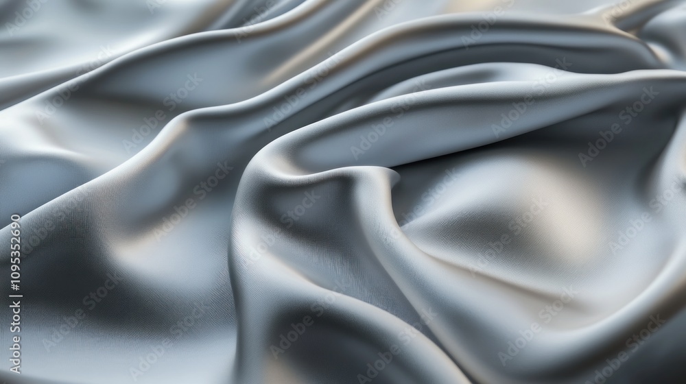 Draped Silver Fabric Showing Soft Texture and Waves Draped Silver Fabric Showing Soft Texture and Waves