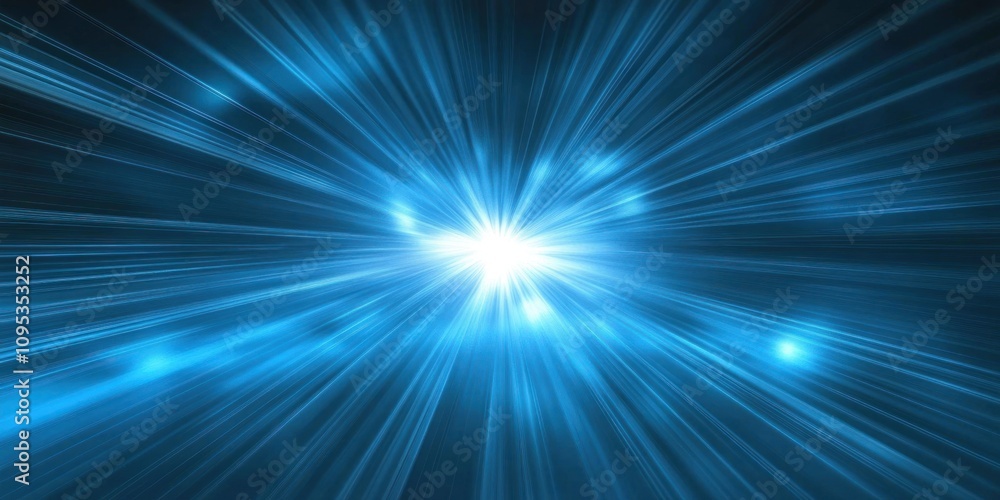 Abstract Blue Light Rays Converging at Center Abstract Blue Light Rays Converging at Center
