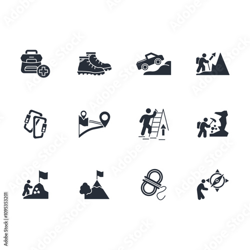 Climbing icon set.vector.Editable stroke.linear style sign for use web design,logo.Symbol illustration.