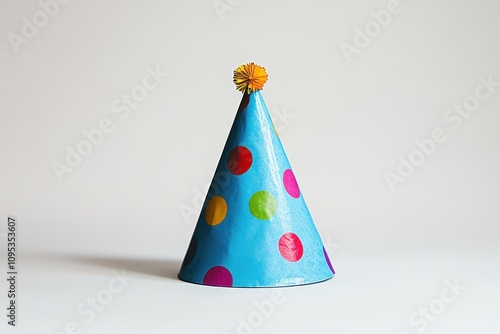 Colorful Polka Dot Party Hat On White Background