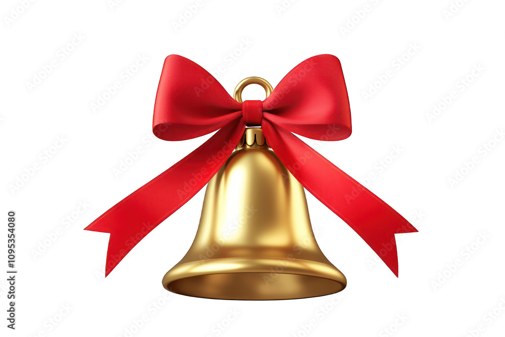 Golden bell with a red ribbon bow. Golden bell with a red ribbon bow.